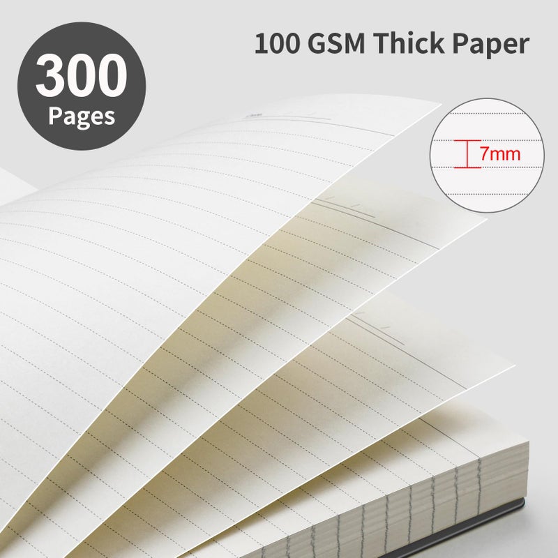 EMSHOI A4 Spiral Notebook Lined Journal, 11.2"" X 8.27"", 300 Pages/150 Sheets, 100gsm Thick Paper, Waterproof Softcover, Twin-Wire Binding, for School Work Writing Note Taking-Black - Image 3